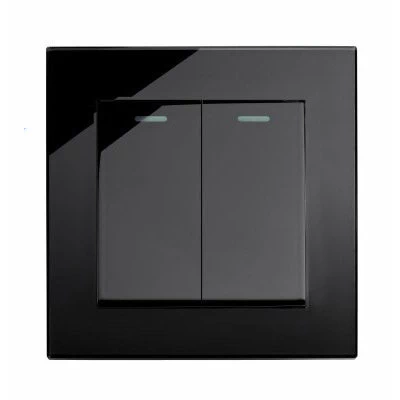 RetroTouch Crystal Black Glass Intermediate Switch and Light Switch Combination