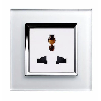 RetroTouch Crystal White Glass with Chrome Trim Multifunction Socket