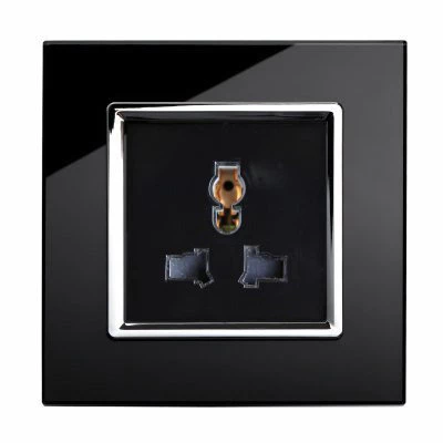 RetroTouch Crystal Black Glass with Chrome Trim Multifunction Socket