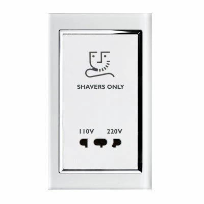 RetroTouch Crystal White Glass with Chrome Trim Shaver Socket