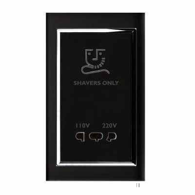 RetroTouch Crystal Black Glass with Chrome Trim Shaver Socket