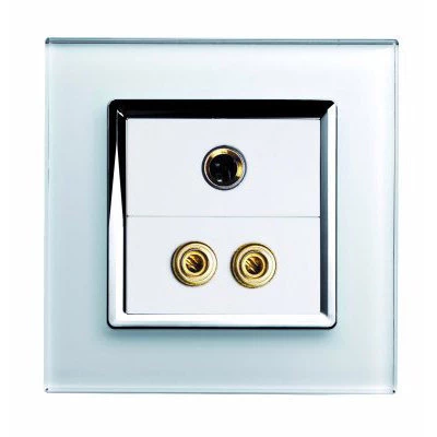 RetroTouch Crystal White Glass with Chrome Trim Mic | Audio Socket
