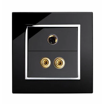 RetroTouch Crystal Black Glass with Chrome Trim Mic | Audio Socket
