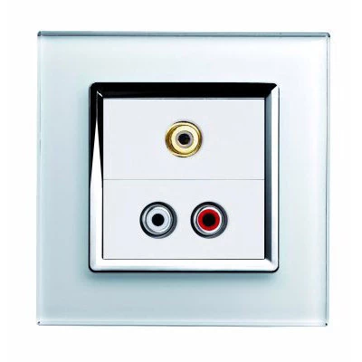 RetroTouch Crystal White Glass with Chrome Trim Audio | Video Socket