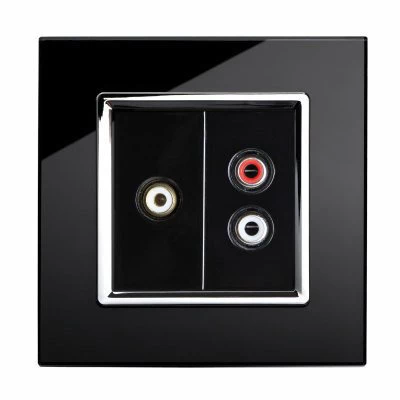 RetroTouch Crystal Black Glass with Chrome Trim Audio | Video Socket