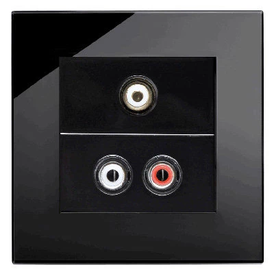 RetroTouch Crystal Black Glass Audio | Video Socket