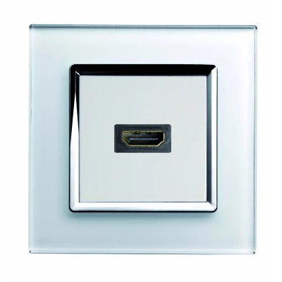 RetroTouch Crystal White Glass with Chrome Trim HDMI Socket