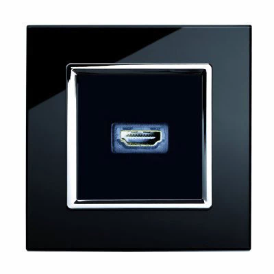 RetroTouch Crystal Black Glass with Chrome Trim HDMI Socket