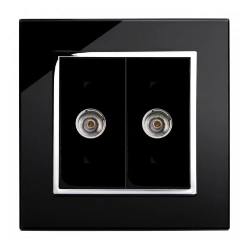 RetroTouch Crystal Black Glass with Chrome Trim TV Socket