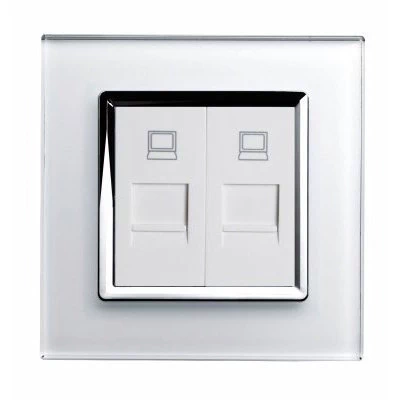 RetroTouch Crystal White Glass with Chrome Trim RJ45 Network Socket