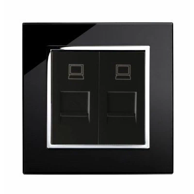 RetroTouch Crystal Black Glass with Chrome Trim RJ45 Network Socket