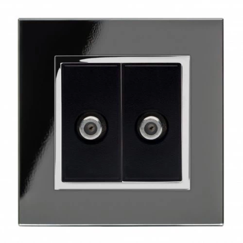 RetroTouch Crystal Black Glass with Chrome Trim Satellite Socket (F Connector)