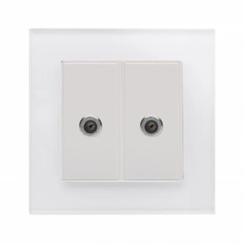 RetroTouch Crystal White Glass Satellite Socket (F Connector)