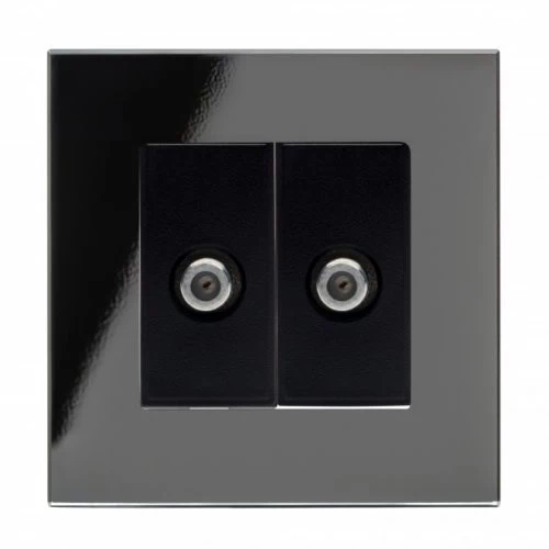 RetroTouch Crystal Black Glass Satellite Socket (F Connector)