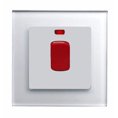 RetroTouch Crystal White Glass Cooker (45 Amp Double Pole) Switch