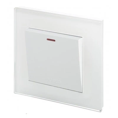 RetroTouch Crystal White Glass Switched Fused Spur