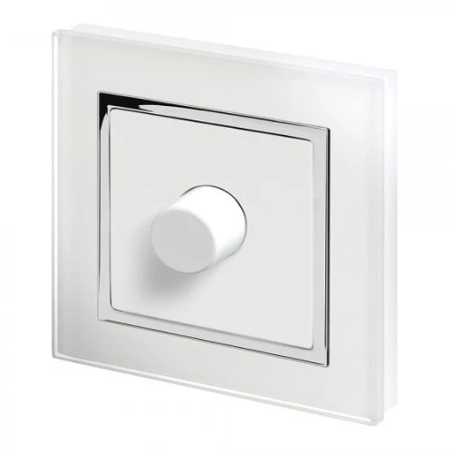 RetroTouch Crystal White Glass with Chrome Trim LED Dimmer