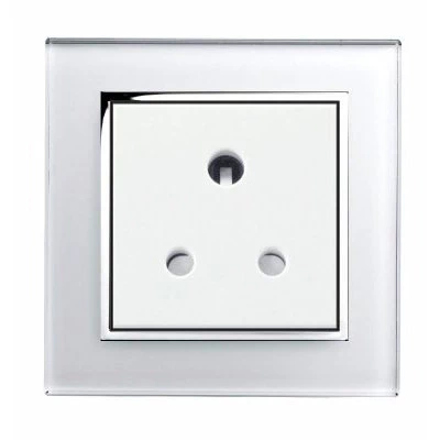 RetroTouch Crystal White Glass with Chrome Trim Round Pin Unswitched Socket (For Lighting)