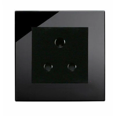 RetroTouch Crystal Black Glass Round Pin Unswitched Socket (For Lighting)