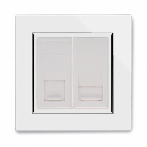 RetroTouch Crystal White Glass with Chrome Trim Network | Phone Socket