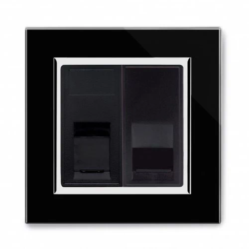 RetroTouch Crystal Black Glass with Chrome Trim Network | Phone Socket