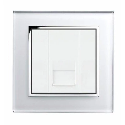 RetroTouch Crystal White Glass with Chrome Trim Telephone Extension Socket