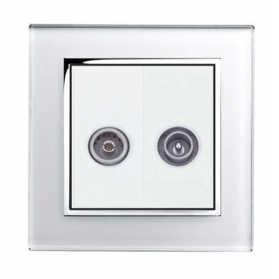 RetroTouch Crystal White Glass with Chrome Trim TV Socket