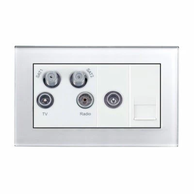 RetroTouch Crystal White Glass Media Plate with Fitted Modules