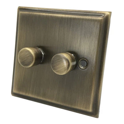Mondo Antique Brass LED Dimmer and Push Light Switch Combination