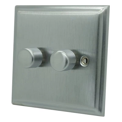 Mondo Satin Chrome LED Dimmer and Push Light Switch Combination