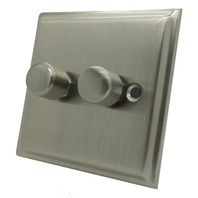 Mondo Satin Nickel  LED Dimmer and Push Light Switch Combination