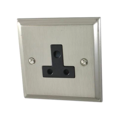 Mondo Satin Nickel Round Pin Unswitched Socket (For Lighting)