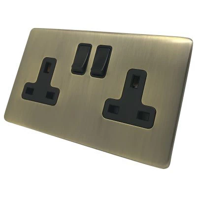 Smooth Classic Antique Brass Switched Plug Socket