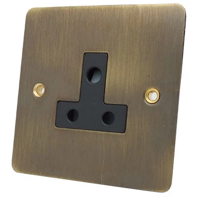 Slim Antique Brass Round Pin Unswitched Socket (For Lighting)