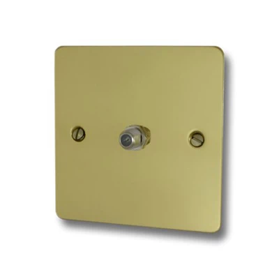 Slim Polished Brass Satellite Socket (F Connector)
