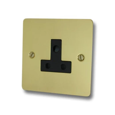 Slim Polished Brass Round Pin Unswitched Socket (For Lighting)