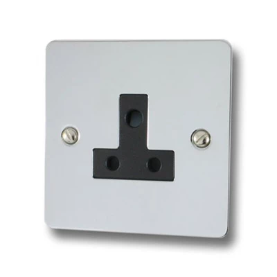 Slim Polished Chrome Round Pin Unswitched Socket (For Lighting)