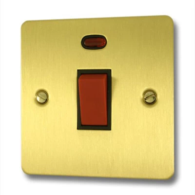 Slim Satin Brass Cooker (45 Amp Double Pole) Switch
