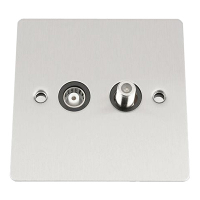 Multimedia TV Coaxial Aerial SKY Satellite Sockets in Satin Chrome Classic style 