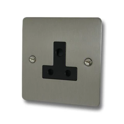 Slim Satin Stainless Round Pin Unswitched Socket (For Lighting)