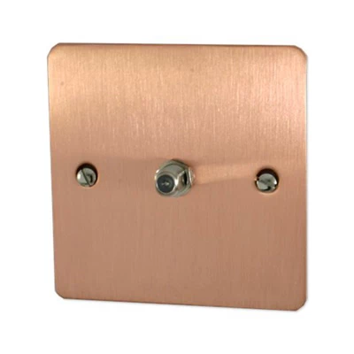 Slim Classic Brushed Copper Satellite Socket (F Connector)