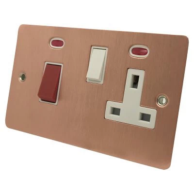 Slim Classic Brushed Copper Cooker Control (45 Amp Double Pole Switch and 13 Amp Socket)