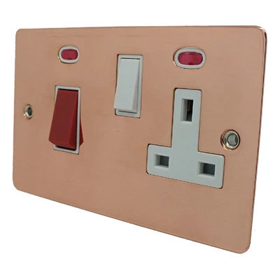 Slim Polished Copper Cooker Control (45 Amp Double Pole Switch and 13 Amp Socket)