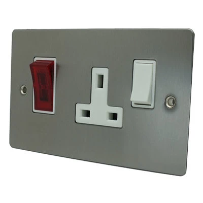 Slim Satin Chrome Cooker Control (45 Amp Double Pole Switch and 13 Amp Socket)