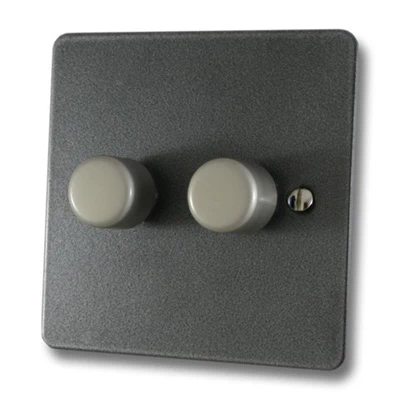 Slim Dark Pewter LED Dimmer and Push Light Switch Combination