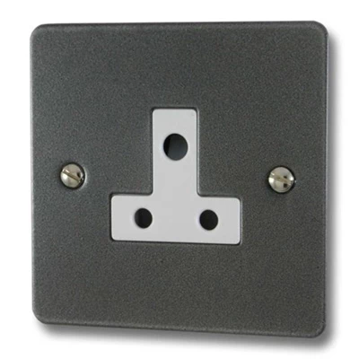 Slim Dark Pewter Round Pin Unswitched Socket (For Lighting)