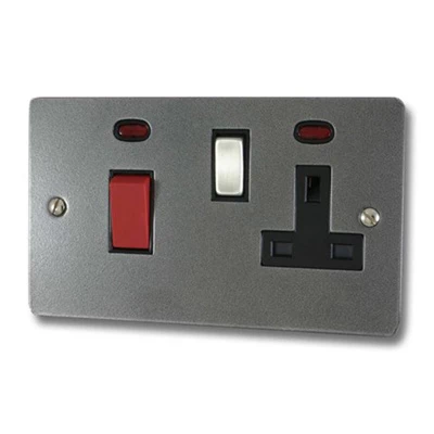 Slim Dark Pewter Cooker Control (45 Amp Double Pole Switch and 13 Amp Socket)