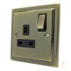 Deco Antique Brass Switched Plug Socket - Click to see large image