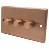 Timeless Classic Brushed Copper Push Intermediate Switch and Push Light Switch Combination - Click to see large image