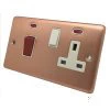 Timeless Classic Brushed Copper Cooker Control (45 Amp Double Pole Switch and 13 Amp Socket) - Click to see large image